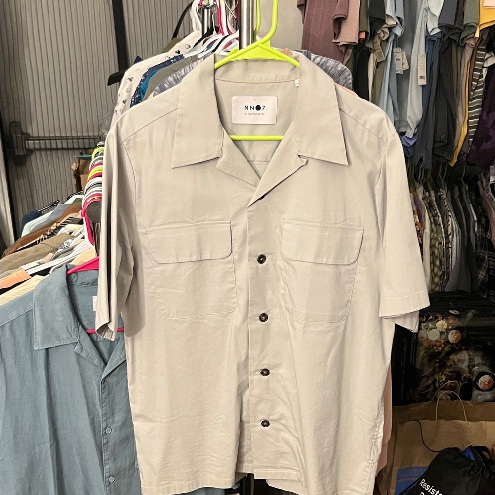 NN07 Light Gray Daniel Short Sleeve  Camp Shirt